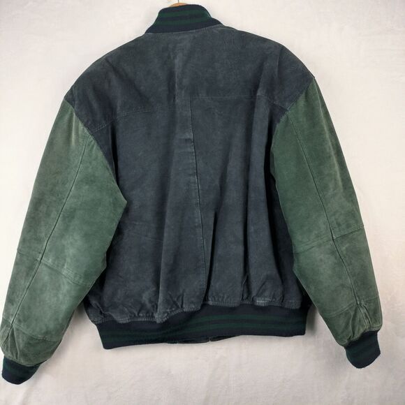 VTG William Barry Watershed Jacket Men 2XL Blue Green Suede Leather Varsity Coat - Picture 10 of 16
